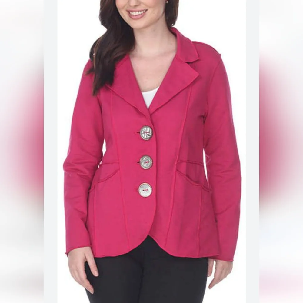 Neon Buddha Women's Pink Long Sleeved Button Front Jacket EUC Size XS - Picture 1 of 15
